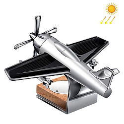 Solar Car Airplane Ornament Solid Aroma Diffuser Car Rotating Decoration Items(Silver)