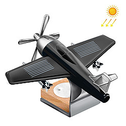 Solar Car Airplane Ornament Solid Aroma Diffuser Car Rotating Decoration Items(Black)