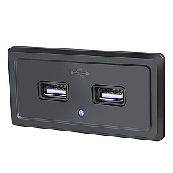 12V24V Route Bus Dual USB Charging Input Car Charger(Blue Light)