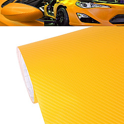 1.52m  0.5m 4D Deep Blue Gloss Carbon Fiber Vinyl Wrap Car Sticker Decal Bubble Free Air Release(Yellow)