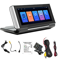 6.86 Inch Foldable Portable Bluetooth Car MP5 Player With MirrorLink/CarPlay/Android Auto Support, Spec: B5370+8LEDs Reversing Camera