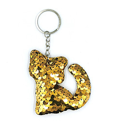 10 PCS PET Sequins Reflective Cat Keychain Bag Car Pendant, Colour: Gold