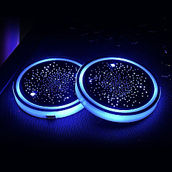 1 Pair Automotive LED Colorful Luminous Water Coaster Acrylic Car Cup Tank Atmosphere Lamp(Star Model)