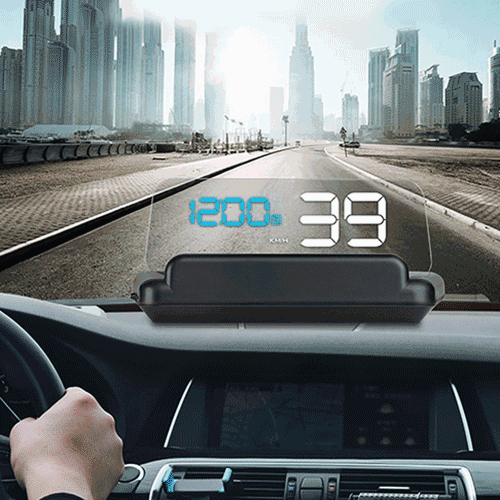 T900 Car GPS HUD Virtual HD Reflection Board Headup Display Speed Driving Distance Time Display Over Speed Voltage Low Voltage Alarm Fatigue DrivingBlue