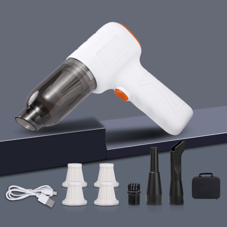 Car Vacuum Cleaner Large Suction Power Wireless Pump Inflatable Blower Handheld Small Vacuum Cleaner, Style: Brushless 260W+4 Filters+Air Bag (White)