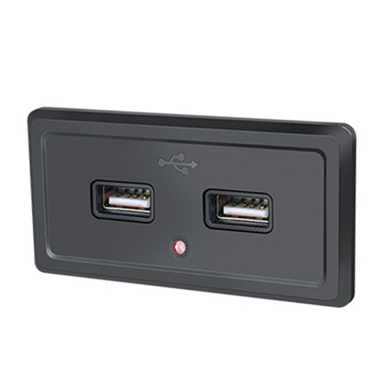 12V24V Route Bus Dual USB Charging Input Car Charger(Red Light)