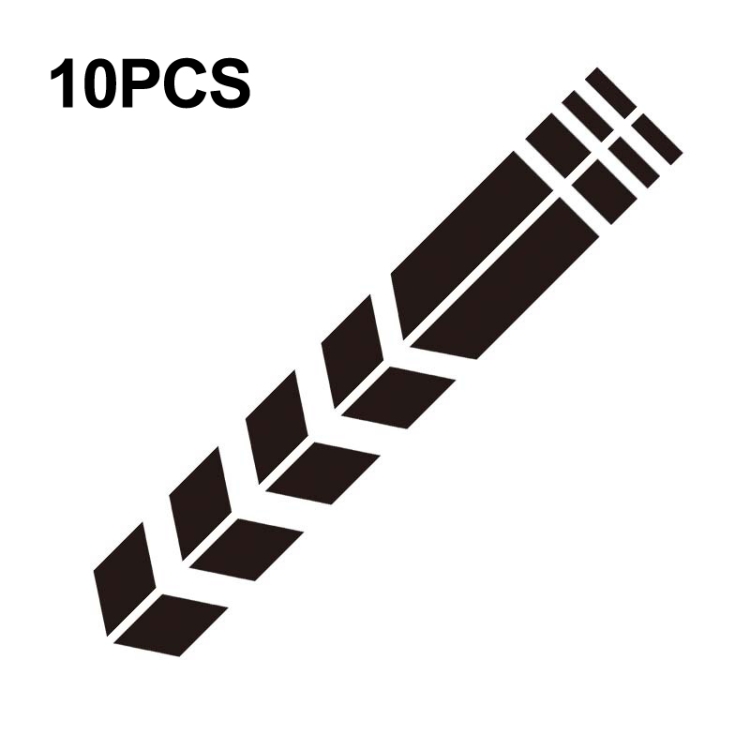 10 PCS Car Stripe Reflective Sticker Motorcycle Fender Arrow Stickers(Black)