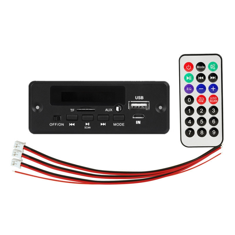 12V Folder Play With Power Amplifier MP3 Decoding Board With Recording Call Loss Motherboard With Bluetooth(Black)