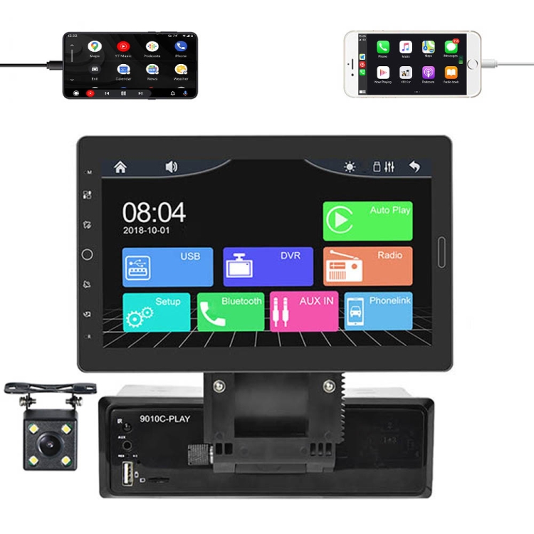 1310C 10.1 inch Car Full Screen Touch HD MP5 Wired Carplay Player, Style: Standard+4 Light Camera