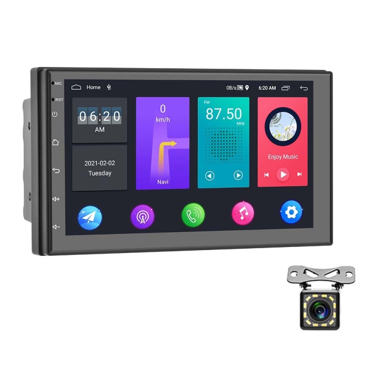A2797 7 Inch Android WiFi 2+32G Central Control Large Screen Universal Car Navigation Reversing Video Player, Style: Standard+12Lights Camera