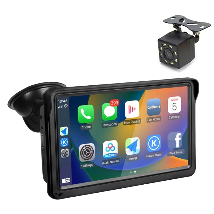 7 Inch Bluetooth 5.0 Portable CarPlay Monitor, Specifications: Display + Camera