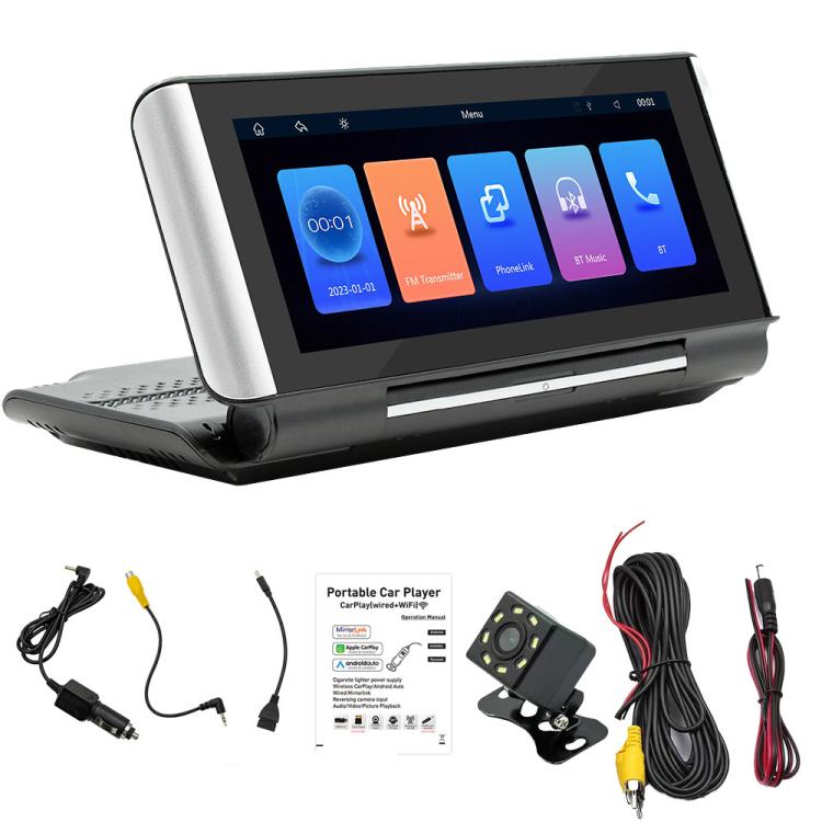 6.86 Inch Foldable Portable Bluetooth Car MP5 Player With MirrorLink/CarPlay/Android Auto Support, Spec: B5370+8LEDs Reversing Camera