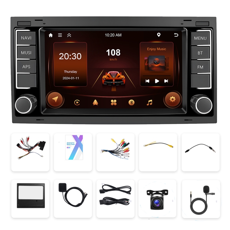 4+64G For Volkswagen Touareg 7-Inch Car WiFi Player Android 13 System Support CarPlay/Android Auto With AHD Camera and Mic