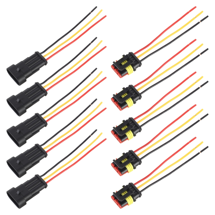 10pcs 3P Car Waterproof Plug Car Connector PlugIn Length10cm