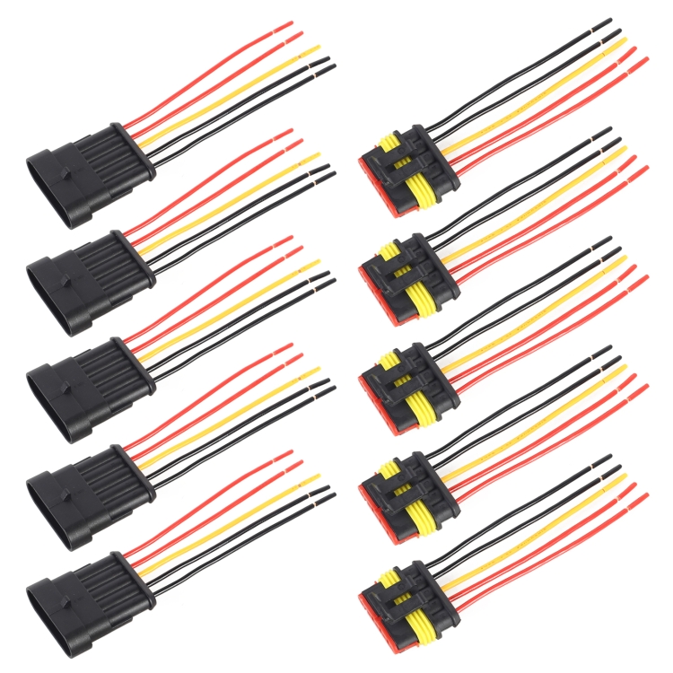 10pcs 5P Car Waterproof Plug Car Connector PlugIn Length10cm