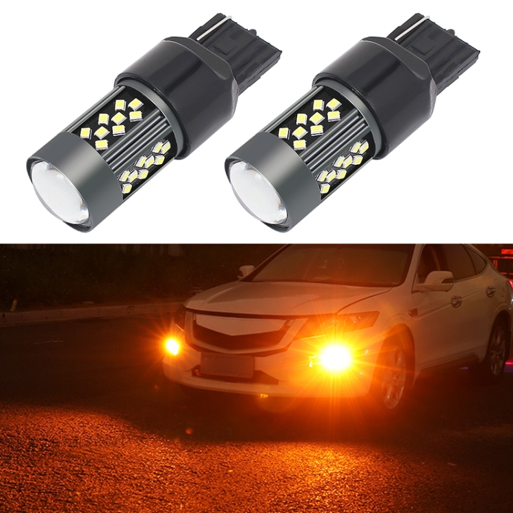 1 Pair 7443 12V 7W Strobe Car LED Fog Light Orange Light