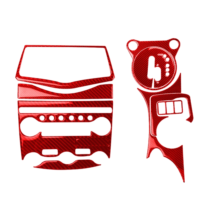 10 in 1 Car Carbon Fiber Central Control Gear Multimedia Decorative Sticker for Nissan 370Z / Z34 2009-, Right Drive (Red)