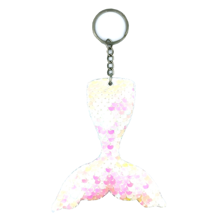 10 PCS Reflective Mermaid Keychain Sequins Mermaid Tail Accessories Car Luggage Pendant(AB Colorful 16)