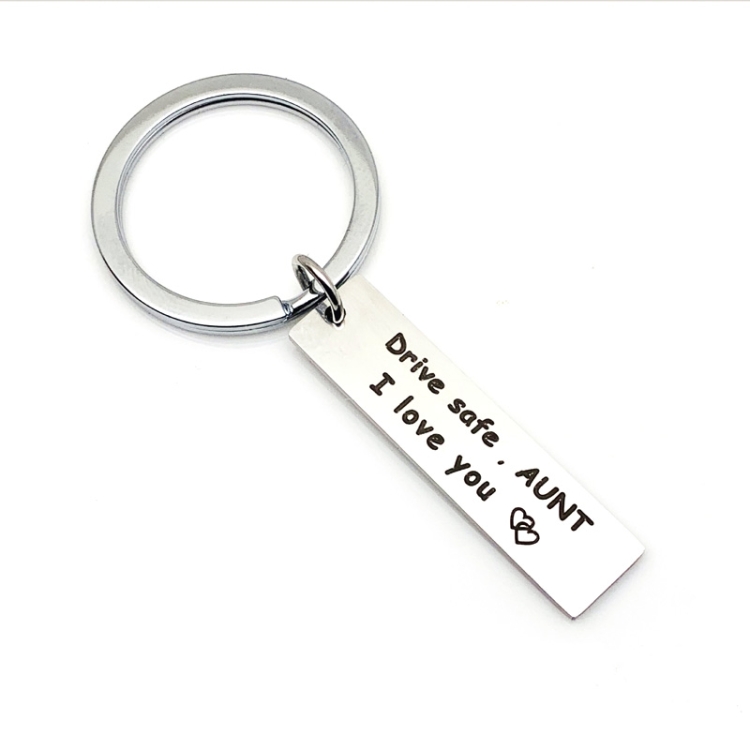 10 PCS C1010 Drive Safe Stainless Steel Tag Keychain 10x40mm(Aunt)