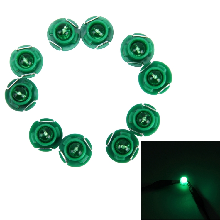 10PCS 2W T4 7 Wedge Instrument Panel LED Light Dashboard Gauge Cluster Indicator Lamp Bulb Green Light