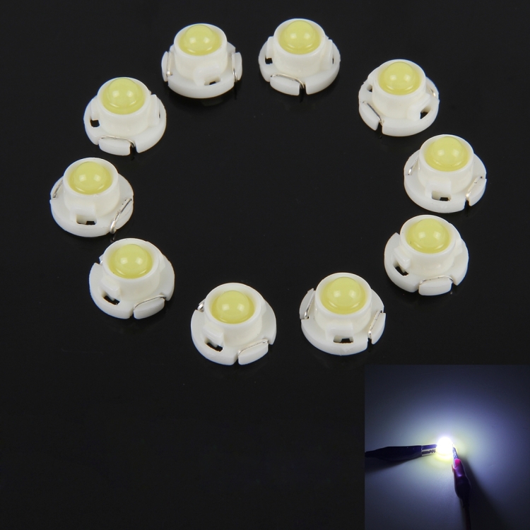 10PCS 2W T4 7 Wedge Instrument Panel LED Light Dashboard Gauge Cluster Indicator Lamp Bulb White Light