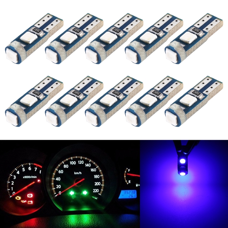 10 in 1 Car T5 0 2W DC12V Instrument Panel LED Decorative Light Blue Light