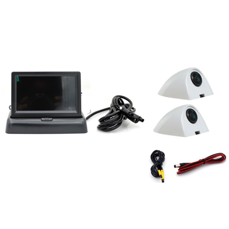 5 Inch Carplay Portable Surveillance Video Car Display, Specification: Folding Screen + White Two-way Camera Side-mounted