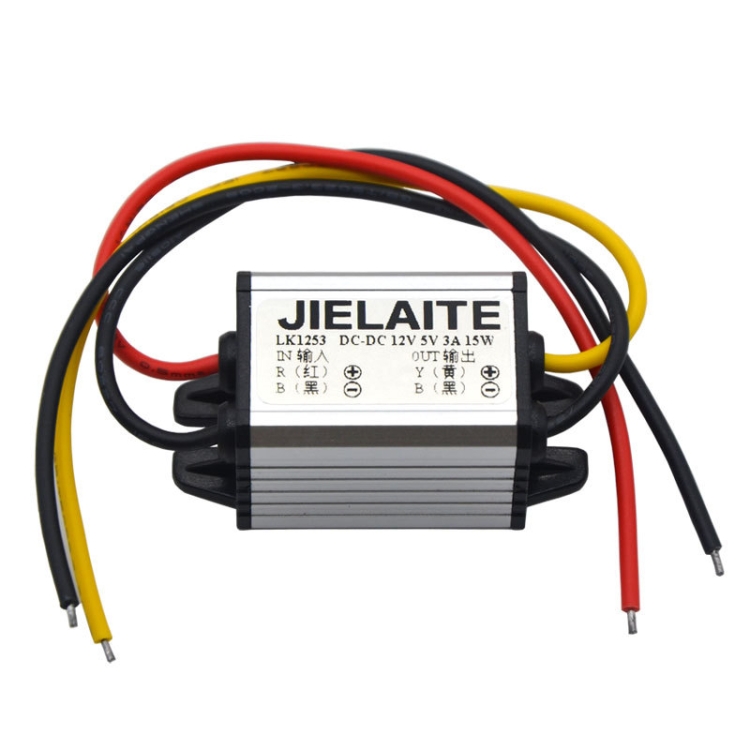 JIELAITE LK1253 15W Aluminum Alloy Intelligent Protection Waterproof Car Power Converter 12V to 5V 3A