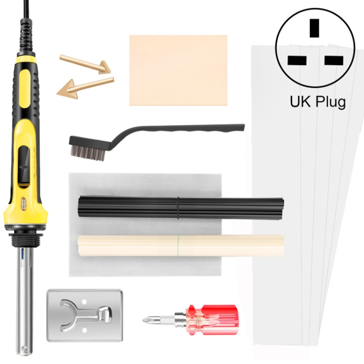 100W Electric Soldering Iron Plastic Welding Machine Car Bumper Repair Plier, UK Plug (Yellow)