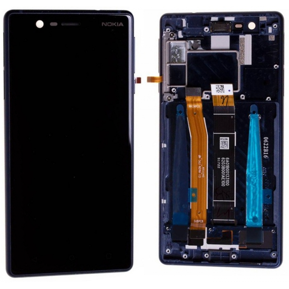Nokia 3 LCD Screen With Front Housing Black